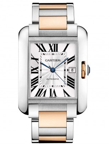 Cartier Tank Anglaise Steel & Rose Gold Mens Watch W5310006